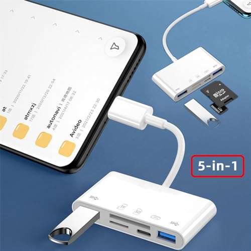 USB 2.0 Type C USB-C to TF Micro SD SDXC Dual USB3.0 Female Card Reader PD 27W Adapter for Laptop Tablet Phone - style: SD 5-in-1