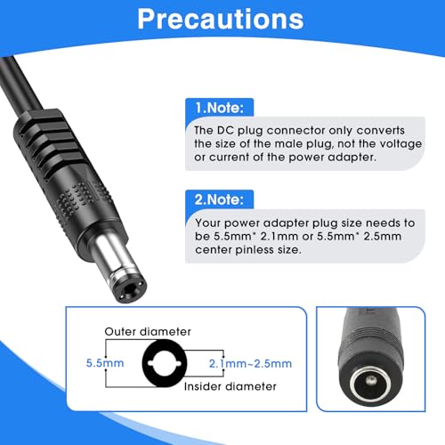 11Pcs DC Adapter Plug, Universal 5.5 x 2.1mm DC AC Power Connector | Power Supply Plug Jack Tips for Monitor, Webcam, Router, Mini PC, CCTV, Bluetooth Speaker