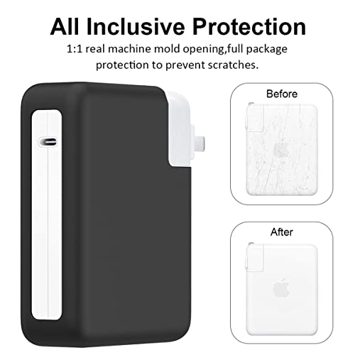 MacBook Silicone Charger Cover Protector, Premium Grade for 16 inch 2023/2022/2021 Pro M3 M2 M1 (140W Adapter), Black - color: Black