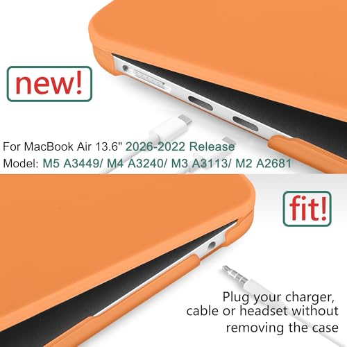 DONGKE Compatible with MacBook Air 13 inch Case M5 M4 M3 M2 2026 2025 2024-2022 A3449 A3240 A3113 A2681, Plastic Hard Shell & Keyboard Cover for MacBook Air 13.6 inch, Matte Cosmic Orange - color: Matte Cosmic Orange