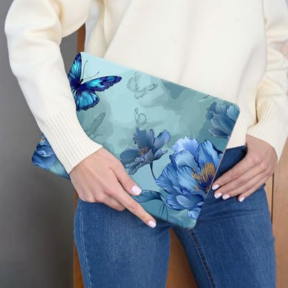 15.6 Inch Laptop Skin Sticker, Reusable Vinyl Cover Protector with 2 Wrist Pad Skins, Removable Waterproof Scratch-Resistant for 12-15.6 Inch Laptop Notebook,Blue Butterflies Flowers - color: Blue Butterflies Flowers
