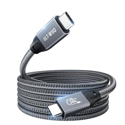 ULT-WIIQ 15FT USB C to USB C 3.2 Gen 2 x 2 Video Cable for Portable Monitor, 4K@144/120/60Hz 8K Display Cable, 20Gbps Data Transfer, PD 3.1 240W Fast Charging, for iPhone 17, MacBook, SSD, CarPlay - size: 15FT