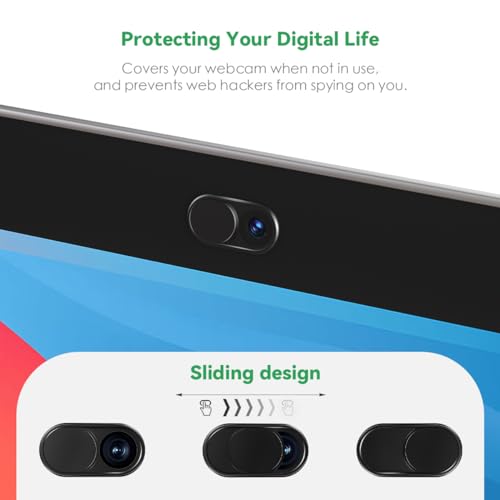 CloudValley Laptop Camera Cover Slide, Metal 0.023 Inch Ultra-Thin, 2 Packs | Web Webcam Cover for MacBook Pro / Air, Laptop, iMac, iPad, iPhone 8/7, Computer Accessories, Privacy Protection, Black - color: Black-2 Pcs