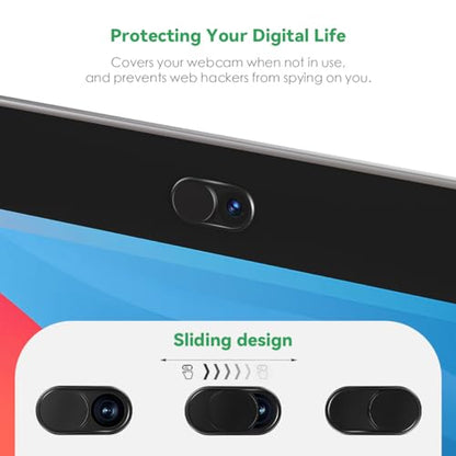 CloudValley Laptop Camera Cover Slide, Metal 0.023 Inch Ultra-Thin, 2 Packs | Web Webcam Cover for MacBook Pro / Air, Laptop, iMac, iPad, iPhone 8/7, Computer Accessories, Privacy Protection, Black - color: Black-2 Pcs