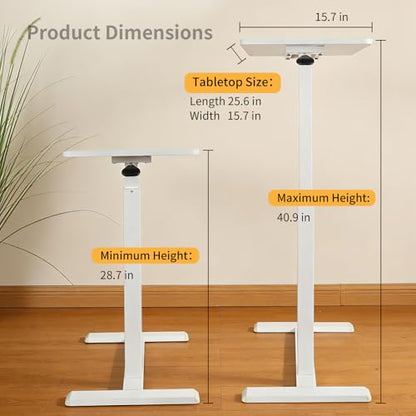 Adjustable Standing Desk, Small Sit Stand Desk for Laptop, Overbed Bedside Table with Wheels, Compact Height Adjustable Desk for Home Office, Space Saving Workstation