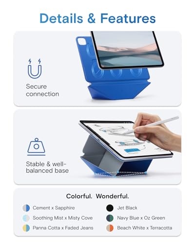 MOFT Dynamic Folio Tablet Stand for Desk Compatible with iPad Pro 11- inch (M5 2025 / M4 2024), Slim Magnetic Tablet Holder Case with 20+ Viewing Angles, Cement x Sapphire - color: Cement x Sapphire, size: iPad Pro 11"(M5 2025/M4 2024)