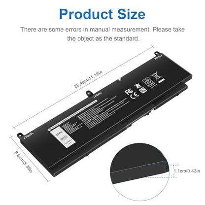 TREE.NB 95Wh PKWVM Laptop Battery Compatible with Dell Precision 7550 7750 7560 7760 Series Workstation Notebook C903V CR72X 0CR72X 17C06 068N03 447VR 0447VR P44E P93F P44E001 P44E002 P93F001 P93F002 - size: 11.18x3.39x0.43inch PKWVM