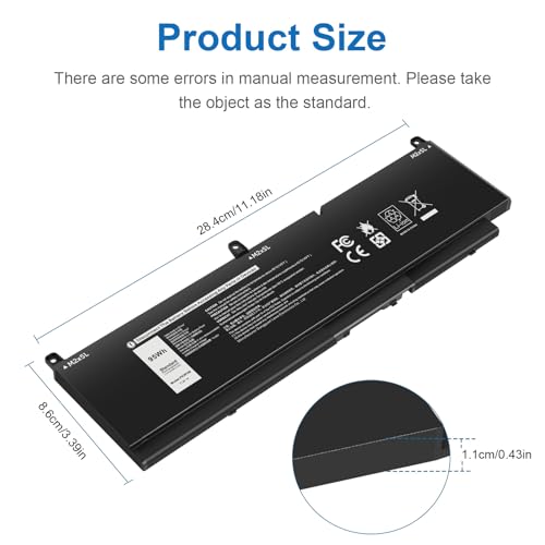 Futurebatt PKWVM Laptop Battery Replacement for Dell Precision 7550 7560 7750 7760 Mobile Workstation P44E P93F P44E001 P44E002 P93F001 P93F002 C903V CR72X 0CR72X 0447VR 068N03 17C06 453-BBCQ - size: PKWVM 14.17*3.74*1.18 in