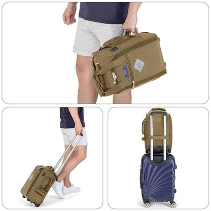 Boardingblue 17x10x9 Inches United Airlines Rolling Personal Item Under Seat Duffle Bag Luggage Suitable For Major Airlines Including Spirit, and Frontier Airline - color: Beige