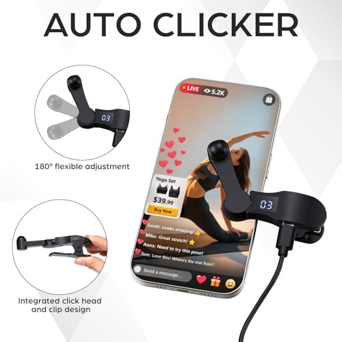 Sabary 1 Sets Auto Clicker for Smart Phone, Fast Screen Tapping Device Auto Tapper Continuous Click Simulation Finger for Game, Live Likes, Flash Deal, Reward Task, Plug and Play (Black) - color: Black