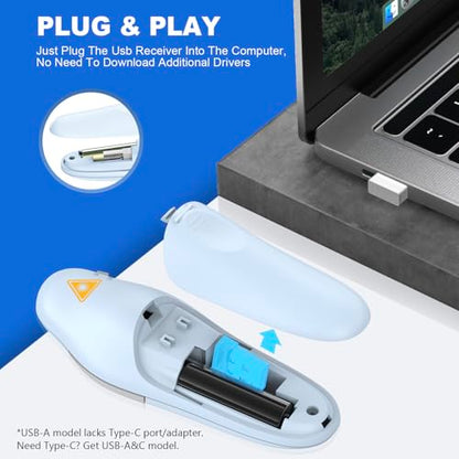 QUI Presentation Clicker Wireless Presenter Remote, Blue, A | Clicker for PowerPoint Presentation Remote, PowerPoint Slide Advancer for Mac/Windows/Google Slide/Keynote - color: Blue