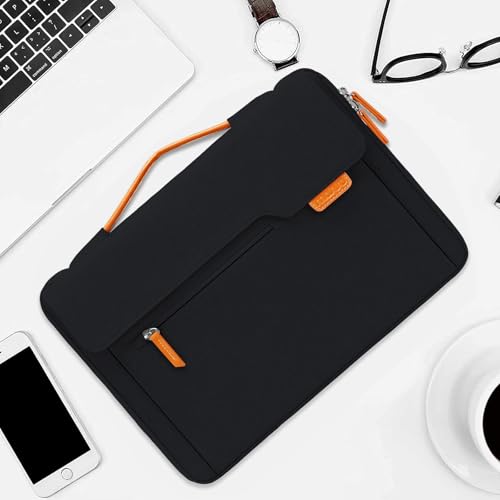 MOSISO 360 Protective Laptop Bag for men, 15-16 inch Computer Bags Compatible with MacBook Pro 16/Air 15, HP Dell Lenovo Asus Acer, Flapover Laptop Sleeve Bag with Trolley Sleeve&Pockets, Black - color: Black