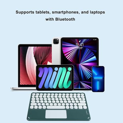Wireless Keyboard with Touchpad, Ultra-Thin Rechargeable Bluetooth Keyboard Mini with Trackpad, Round Keys for iPad pro/iPad/iOS/Mac OS/Windows/Android (Dark Green) - color: Dark Green