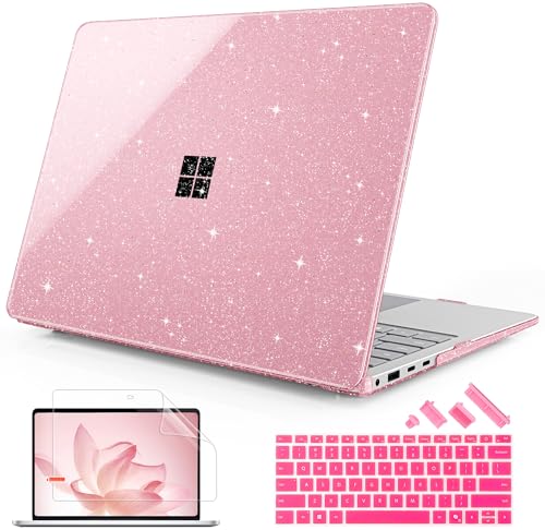 Mektron Glitter Case for 13.8" Microsoft Surface Laptop 8 2026 Fits Surface Laptop 13.8 Inch 7 2024 Cover (Model: 2036),Keyboard Cover +Screen Protector +Dust Plugs, Sparkly Pink - color: Sparkly Pink