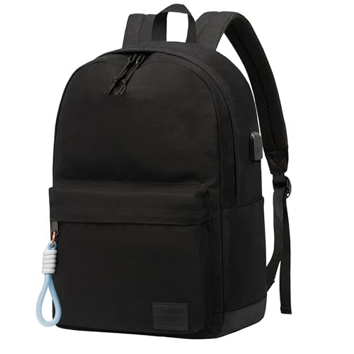 Casual Laptop Backpack for Men and Women, Backpack for College, USB Charging Port, Lightweight Pack Back - color: Black and Blue, size: 20L