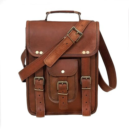 Vintage Genuine Leather iPad/Tablet/tab/Kindle Satchel Cross Body Shoulder Messenger Bag - size: 17" width x 12" height x 4" depth