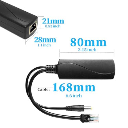 2.5G PoE Splitter 24V/1A, DC 5.5 * 2.1mm Plug, 48V PoE to DC 24V/1A 24W Output, 2.5Gbps Ethernet Comply IEEE802.3af/at, Plug and Play for IP Camera, Smart Home(PS5724TG) - style: (PS5724TG) 24V/1A 5.5 * 2.1mm