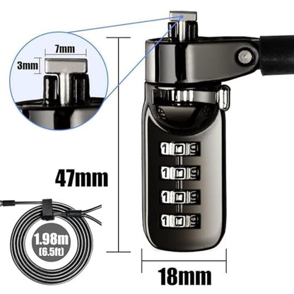 Laptop Cable Lock 4 Digital Combination Lock Security Computer Cable Lock Anti Theft Combination Lock Compatible for Tablet Laptop (1 Pack) - size: 1 Pack