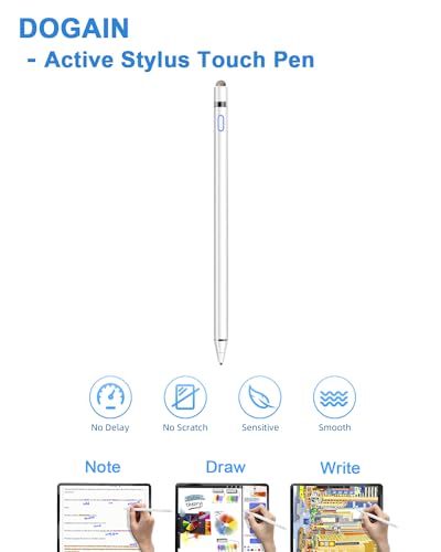 Stylus Pen for Touch Screen 1.5mm Fine Point Pen for iPhone Rechargeable Universal iPad Pencil Compatible with Android/iOS/iPad/iPhone/Smartphone Other Tablets/Nintendo Switch 2 (White) - color: White