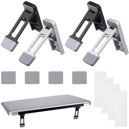 4 Pcs Portable Laptop Stand for Desk Foldable Keyboard Riser Stand Ergonomic Computer Keyboard Lift with Anti-Slip Pads Adjustable Tilt Self-Adhesive Keyboards Riser Feet for Laptop Most Keyboards