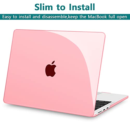 Teryeefi for M5 M4 M3 M2 MacBook Air 13.6 Inch Case 2022 2023 2024 2025 2026 Model: A3449 A3240 A2681 A3113, Hard Shell Cover with Keyboard Cover & USB 3.0 Adapter, Crystal Pink - color: Crystal Pink
