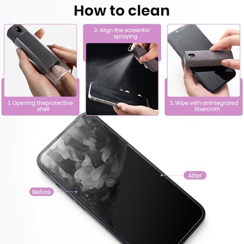 Touchscreen Screen Cleaner, Car, Tablet and Phone Screen Cleaner, Two in One Spray and Microfiber Cloth, Car Accessories for Women Perfect Gifts(Grey) - color: Grey
