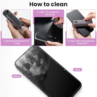 Touchscreen Screen Cleaner, Car, Tablet and Phone Screen Cleaner, Two in One Spray and Microfiber Cloth, Car Accessories for Women Perfect Gifts(Grey) - color: Grey
