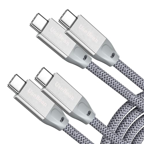 UseBean USB C to USB C Cable 100W 3.3FT(2 Pack), 4K Video USB C 3.2 Gen 2X2 20Gbps Data Cable, Type-C PD Fast Charging Cord for iPhone 15, MacBook, iPad Pro, Galaxy S24/S23 Ultra, Switch, Pixel - color: Silver, size: 3.3FT(2PACK)