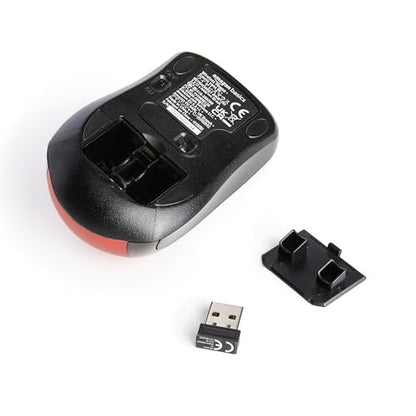 Amazon Basics 2.4 GHz Optical Wireless Mouse for Laptop and Computer, USB Nano Receiver, Red - color: Red, style: 1-Pack