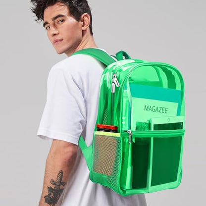Clear Backpack Heavy Duty TPU Transparent Backpack for Sports,Work,Security Travel.(Green) - color: Green