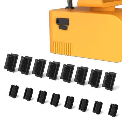 8 Pack Anti-Dust Plugs for Dewalt Work Light, Charging Port Cover Caps Protector Compatible with USB-C & USB-A Ports on Laptops, Phones, AirPods, Power Tools and More