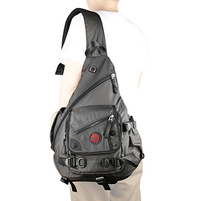Large Sling Bag Laptop Backpack Cross Body Messenger Bag Shoulder Travel Rucksack (A-Black) - color: A-black