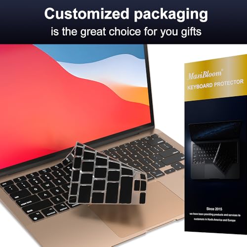 Silicone Keyboard Cover Skin for MacBook Air 13.3 inch A2337 M1 Released in Nov. 2020 US Layout Ultra Thin Protector Cover Skin NOT for 13.6" M4 M3 M2 A2681 A3113 A3240 - color: Black
