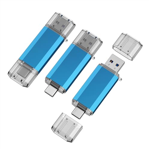 KOOTION 32GB USB C Flash Drive 3-Pack 2 in 1 OTG USB 3.0/Type C Thumb Drive Dual Drive USB C Memory Stick for Smartphone Laptop Tablet PC, Blue - color: Blue 3pack, size: 32GB
