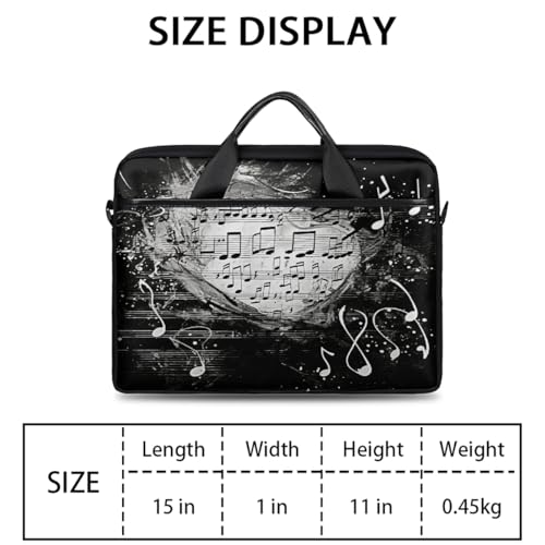 Laptop Shoulder Bag for Women Men, Waterproof Computer Case Messenger Bag Briefcase for Business Office Travel - color: Music Note Black