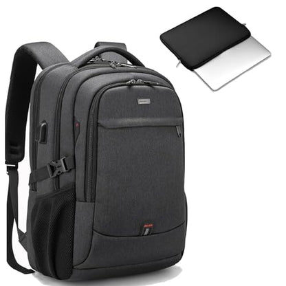 17 Inch Laptop Backpack for Travel Water Resistant College Bookbag for Men/Women Laptop Bag with USB Charging Port and Tablet Sleeve Bag Compatible Protective Case, Black - color: Black-b