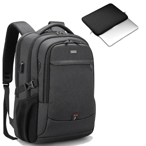17 Inch Laptop Backpack for Travel Water Resistant College Bookbag for Men/Women Laptop Bag with USB Charging Port and Tablet Sleeve Bag Compatible Protective Case, Black - color: Black-b