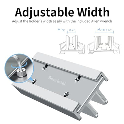Aluminum Vertical Laptop Stand Holder for Desk Compatible with MacBook Pro, MacBook Air, Dell, HP, Lenovo, Up to 17.3 inches, Silver - color: Silver