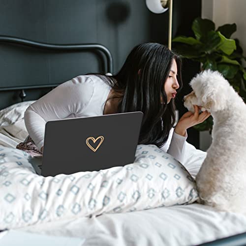 Seorsok Compatible with MacBook Air 13 Inch Case 2020 2019 2018 Release A1932 A2179 M1 A2337 Touch ID, Gold&Cute Heart Pattern Plastic Hard Shell Case with Keyboard Cover,Black - color: Black(heart)