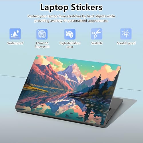 Universal Laptop Skin Sticker with 2 Wrist Pad Skins, Waterproof Scratch Resistant Vinyl Laptop Cover Decal, Cut to Fit for 11–15.6 Inch MacBook HP Dell Lenovo, Landscape - color: Landscape