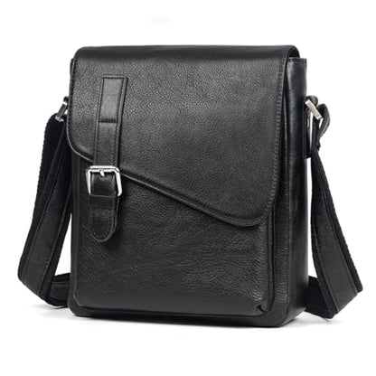 Augus Leather Messenger Bag Men's Crossbody Fits Up to 11.5 Inch Tablet - color: Black1