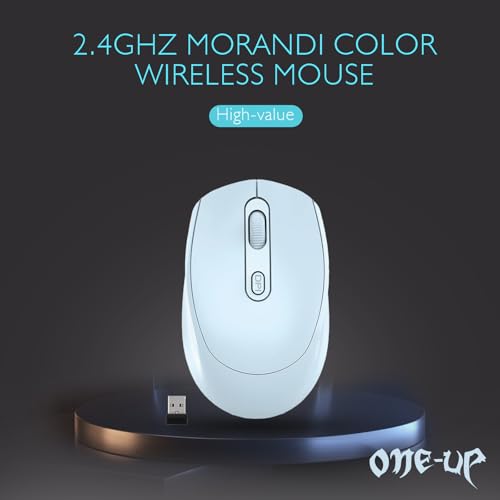 ONE-UP Wireless Mouse, 2.4G, Silent, USB Nano Receiver for Laptop, Chromebook, PC, Mac, Windows and School Work (Blue) - color: Blue