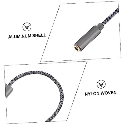 Vaguelly 2-Pack 3.5mm Headset Splitter Cable for Laptop and Mobile Dual Function Microphone and Audio Adaptor for Headphones Compatible TRRS Devices Grey
