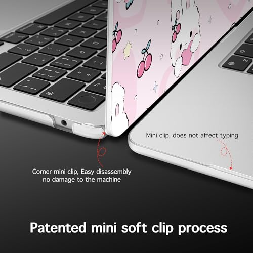 for 2026 MacBook Air 13-inch Laptop Case M5 2026 M4 2025 M3 2024 M2 2022 Release Model A3449 A3240 A3113 A2681, Hard Shell Cover for MacBook Air 13.6 inch, Rabbit & Strawberry - color: Rabbit & Strawberry