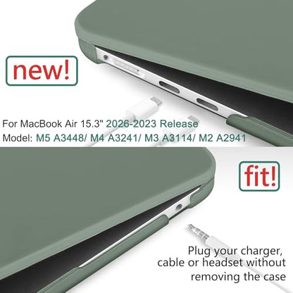 for MacBook Air 15 Inch Case M5 M4 M3 M2 (2026-2023) A3448 A3241 A3114 A2941, Protective Hard Shell Cover Compatible with Touch ID & Liquid Retina Display - Midnight Green - color: Matte Midnight Green