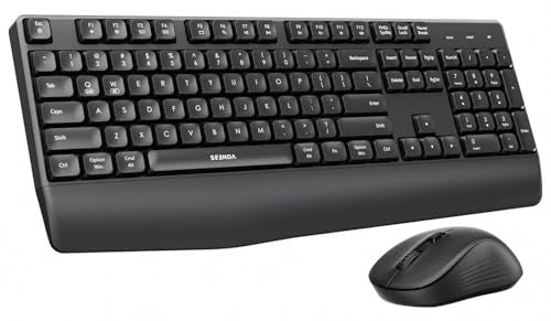 seenda COE200 Wireless Bluetooth Keyboard and Mouse Combo with Wrist Rest | USB/Bluetooth multi-device switching, quiet clicks, full-size ergonomic set for PC, laptop, Mac, and MacBook, Black - color: Black