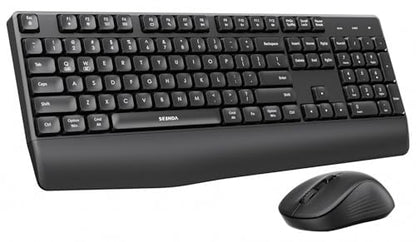 seenda COE200 Wireless Bluetooth Keyboard and Mouse Combo with Wrist Rest | USB/Bluetooth multi-device switching, quiet clicks, full-size ergonomic set for PC, laptop, Mac, and MacBook, Black - color: Black