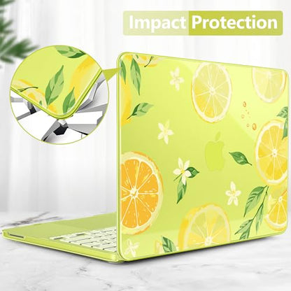 Batianda Case for MacBook Neo 13 Inch 2026 Model A3404, Lemon Zest | 4-in-1 Laptop Accessories Bundle with Lemon Fruit Art, Ultra Slim Hard Shell for Students, Girls and Fresh Summer Style - color: Lemon Zest