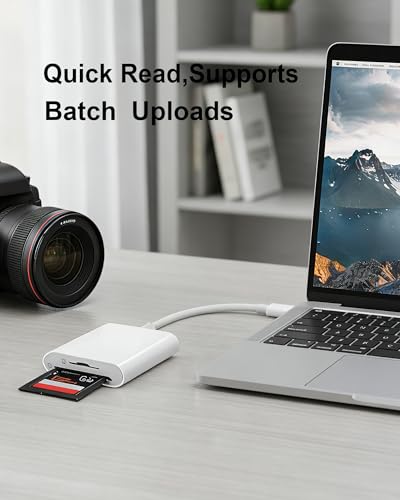 SD Card Reader for iPhone Digital Camera Adapter to iPhone USB C | iPhone 15/16/17 Series Dual Slot USB 3.0 Memory Card Reader Portable SD Micro SD/TF Card Adapter iPad Pro MacBook Android
