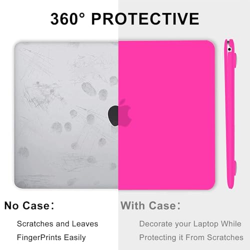B BELK for MacBook Air 13.3 inch Case Model A2337 A2179 A1932 Bright Rose | MacBook Air Case 2021 2020 2019 2018 M1 Chip Touch ID, Plastic Laptop Hard Shell + 2 Keyboard Covers + Screen Protector - color: Bright Rose